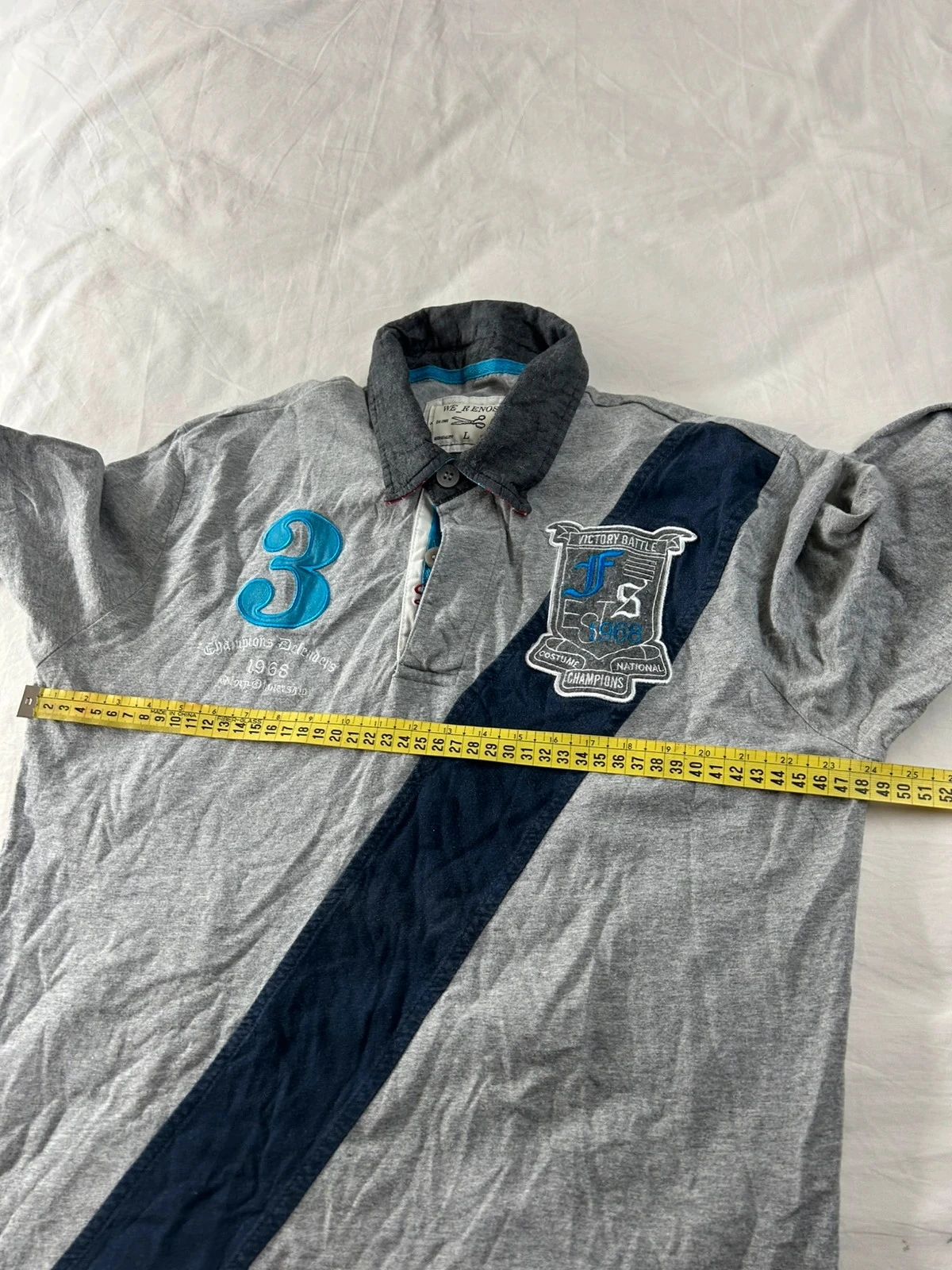 Vintage grey long sleeve polo We renos champions defenders 1968 size L – photo 11